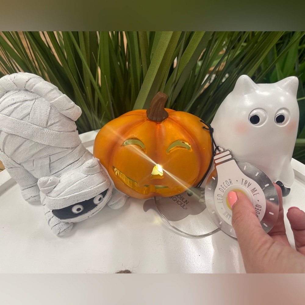 Halloween Cat Ghost & Mummy Cat w/ Light up Pumpkin 🐈‍⬛👻🎃NWT Goblins & Ghouls
